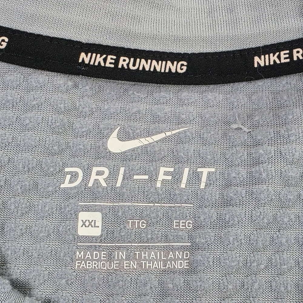 Nike Dri-FIT Running 1/4 Zip‎ Long Sleeve Shirt Men's XXL Grey Textured Preppy